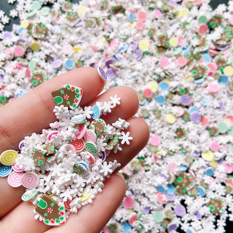 EHOPE Fake Sprinkles Fake Christmas Sprinkles Fake Candy Sprinkles Clay Sprinkles Polymer Sprinkles Polymer Clay Slices for Nail Art DIY Crafts Cake Phone(40g-Christmas House+Cake-42) - Image 3